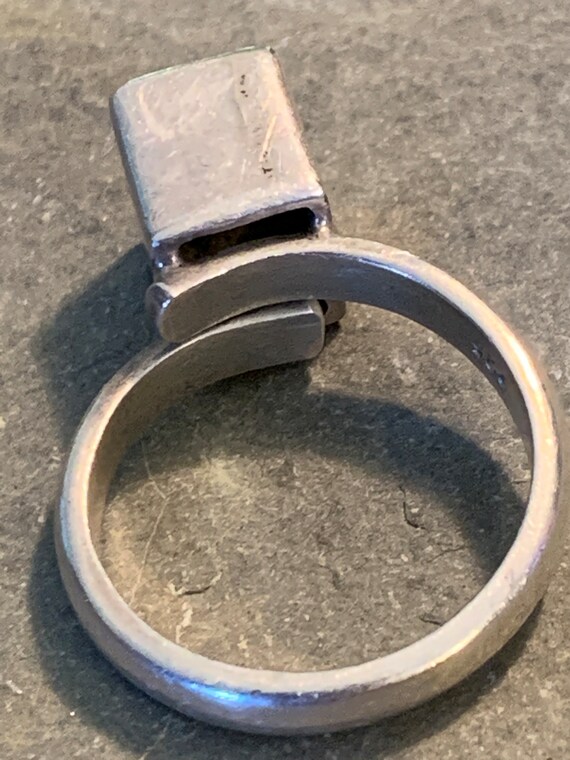 Adjustable Rectangular Faceted Moldavite Ring wit… - image 6