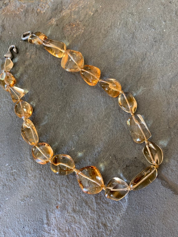 Hand Knotted Citrine Beaded Necklace, 16 inches - image 5