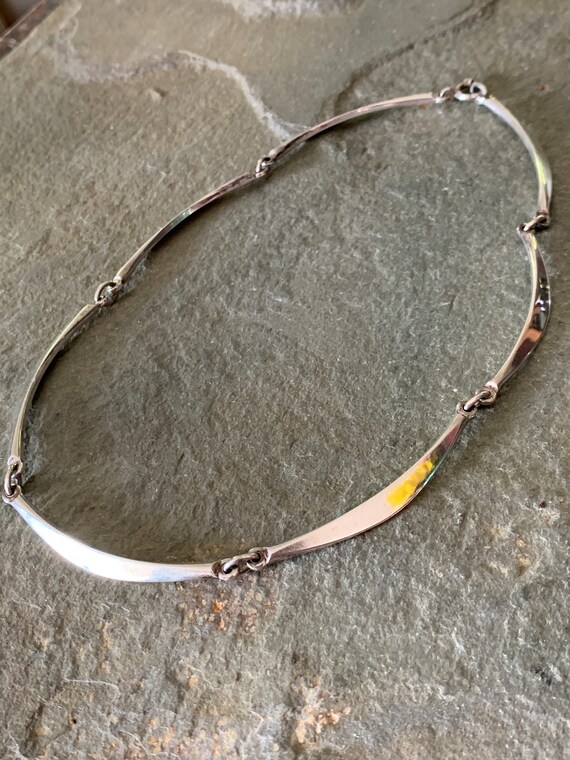 Vintage Modernist Sterling Silver Link Necklace, … - image 6
