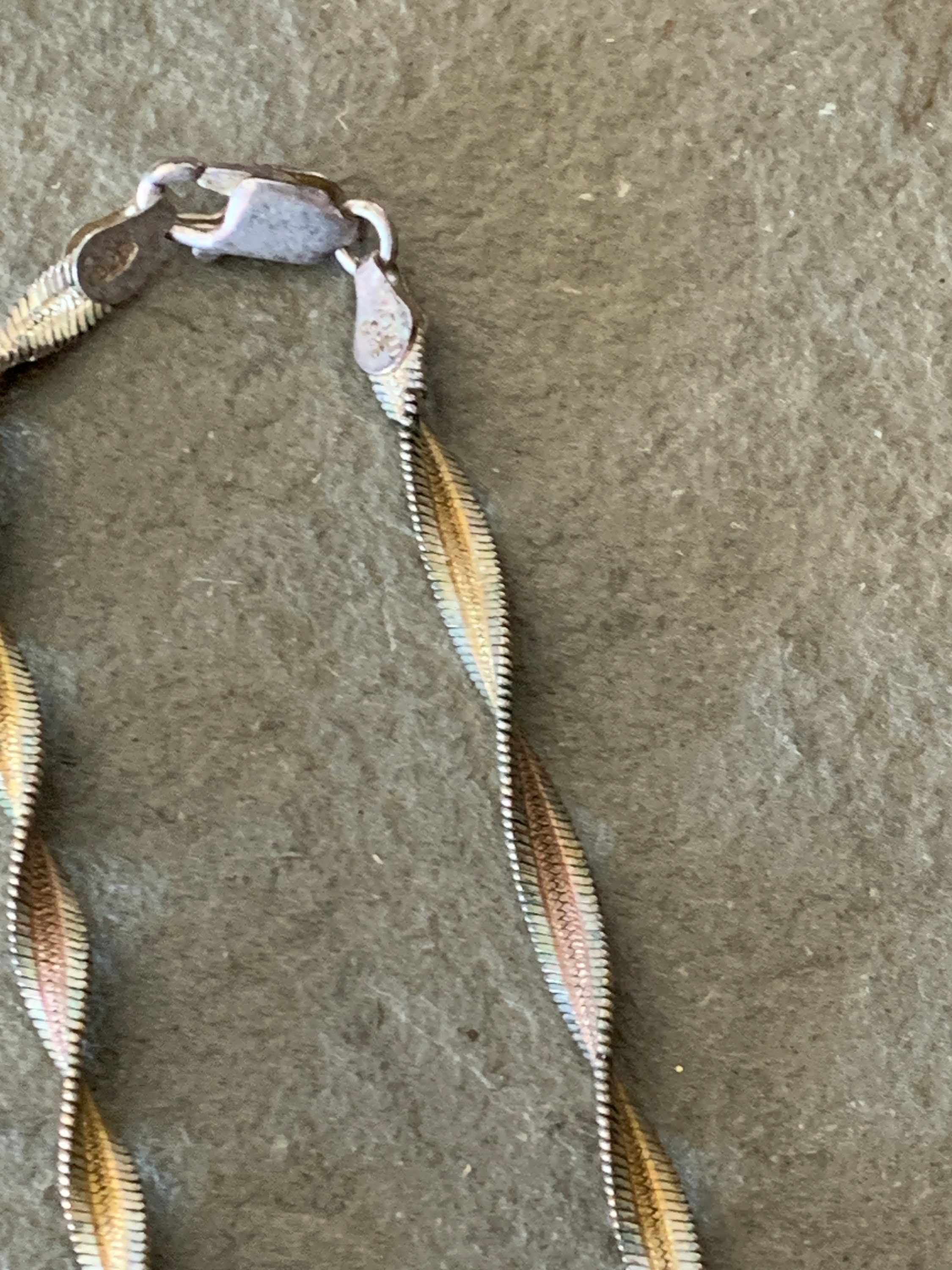Long Italian Chain With Twisted 2-tone Silver and Gold Vermeil 