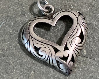 Vintage Sterling Silver Cutout Heart Charm