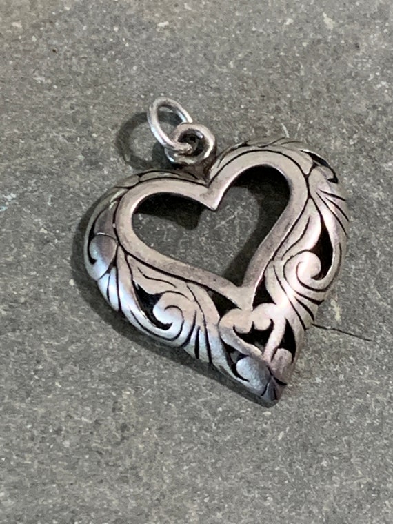 Vintage Sterling Silver Cutout Heart Charm - image 1