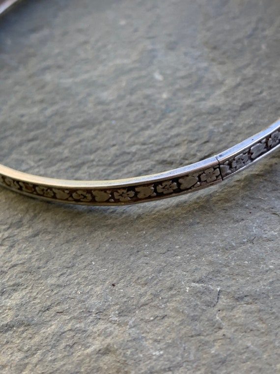 Vintage patterned sterling silver bangle bracelet… - image 6