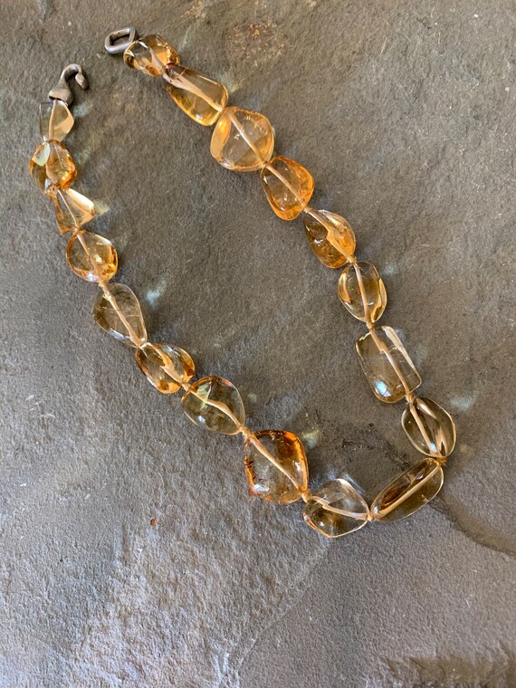 Hand Knotted Citrine Beaded Necklace, 16 inches - image 6