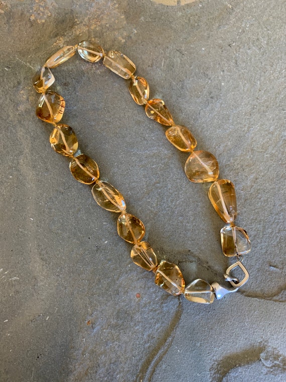 Hand Knotted Citrine Beaded Necklace, 16 inches - image 7