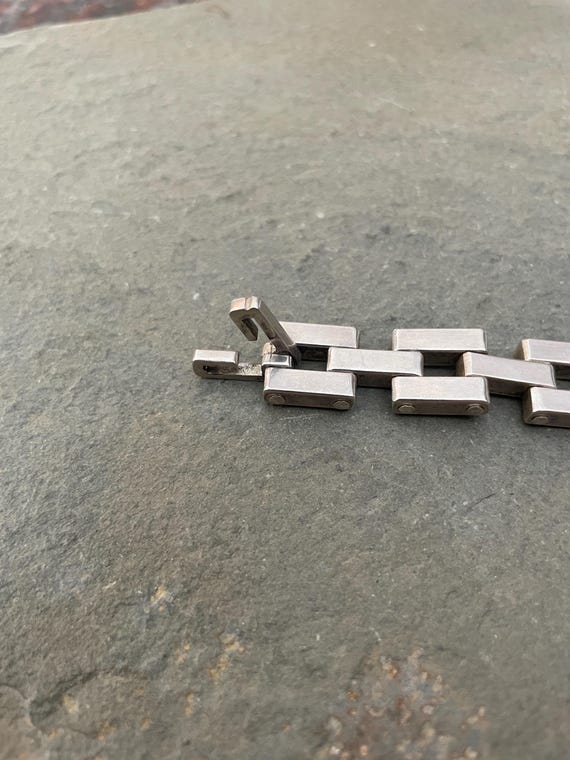 Chunky Sterling Silver Rectangular Link Bracelet,… - image 9