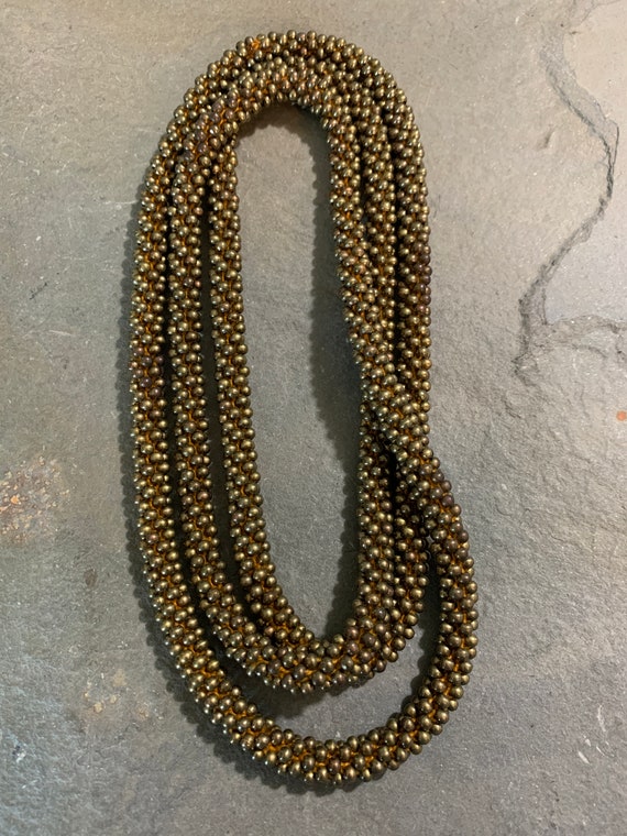 Long Crocheted Brass Beaded Necklace - image 2