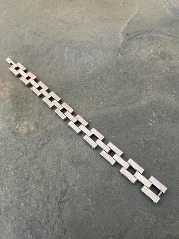 Chunky Sterling Silver Rectangular Link Bracelet,… - image 10