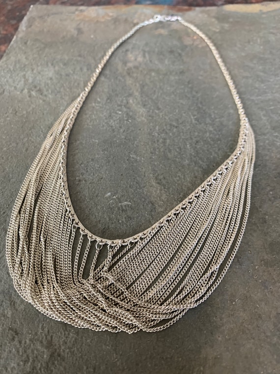 Sterling Silver Multi-Chain Crossover Necklace - image 2