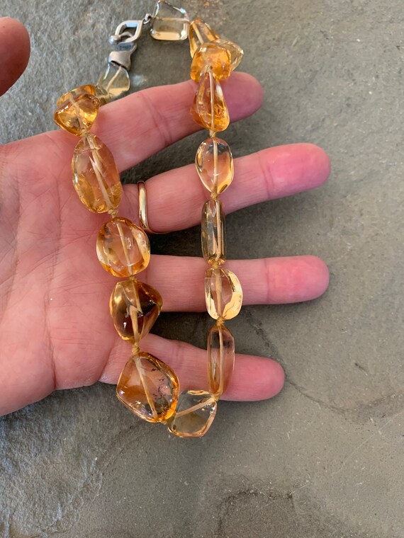 Hand Knotted Citrine Beaded Necklace, 16 inches - image 10