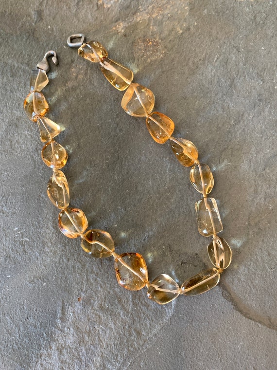 Hand Knotted Citrine Beaded Necklace, 16 inches - image 2