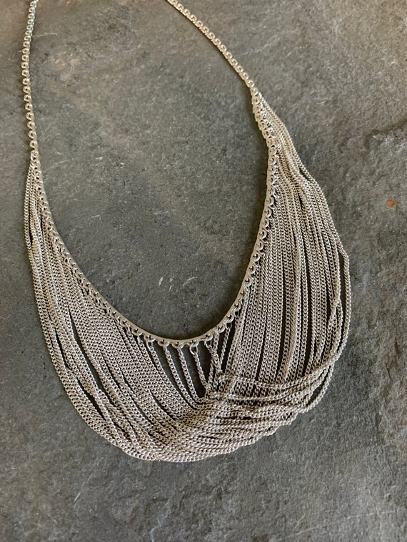 Sterling Silver Multi-Chain Crossover Necklace - image 3