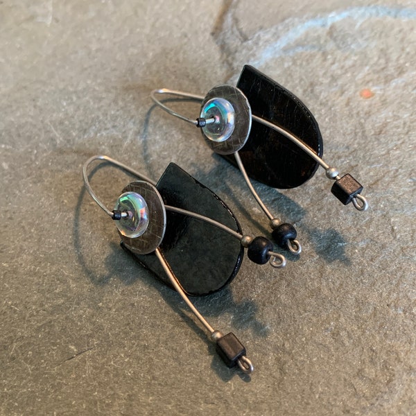 Vintage Artisan Dichroic Glass Kinetic Earrings