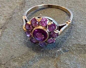 Vintage 14k Amethyst Flower Ring, Size 4.5