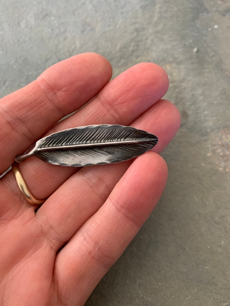 Sterling Silver Stuart Nye Leaf or Feather Brooch Pin