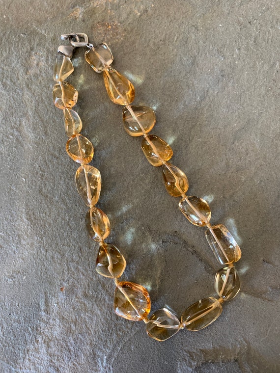 Hand Knotted Citrine Beaded Necklace, 16 inches - image 8