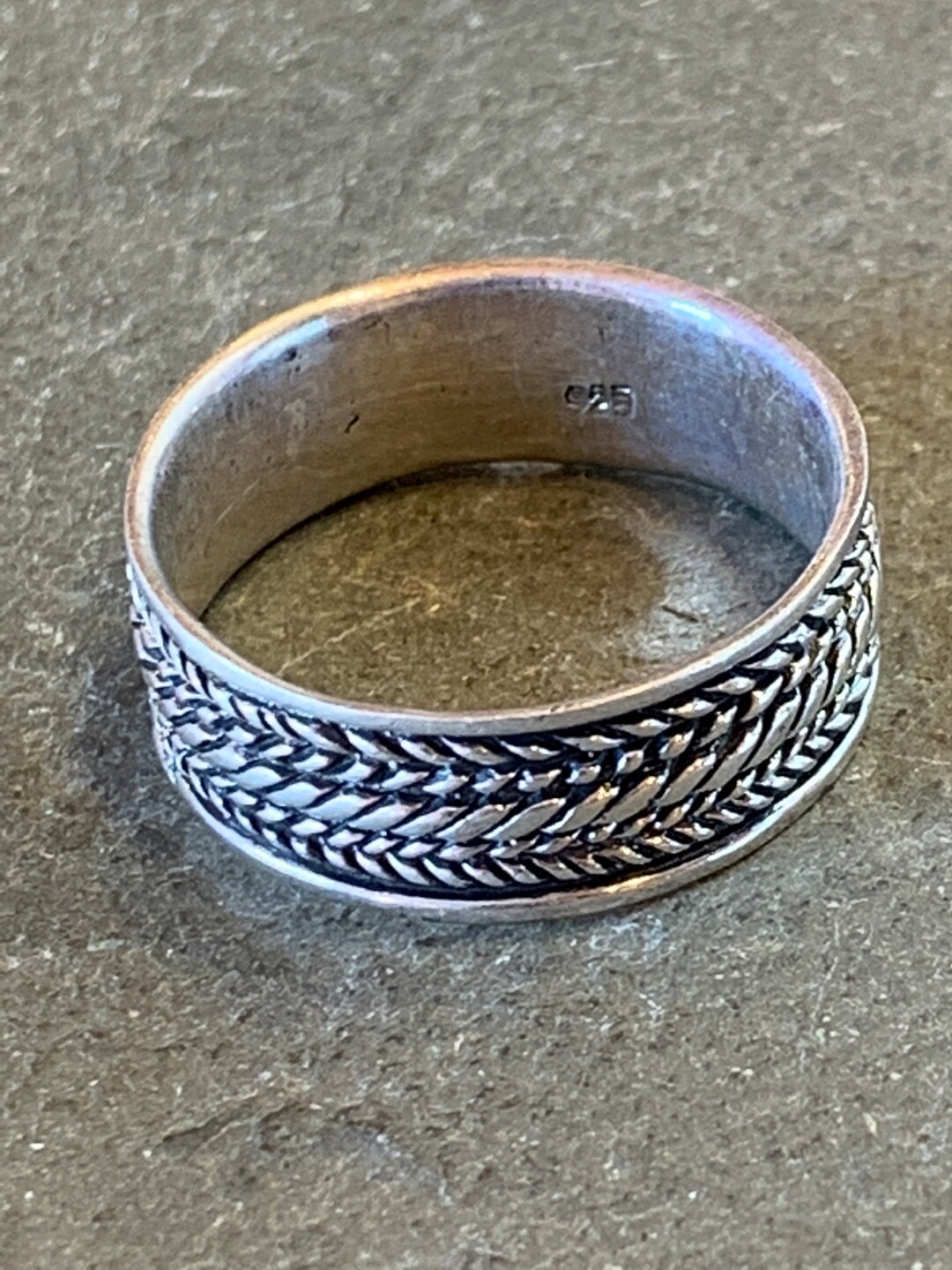 Sterling Silver Braided Rope Design Band Ring, Size 11 1/2, 8mm Wide - Etsy