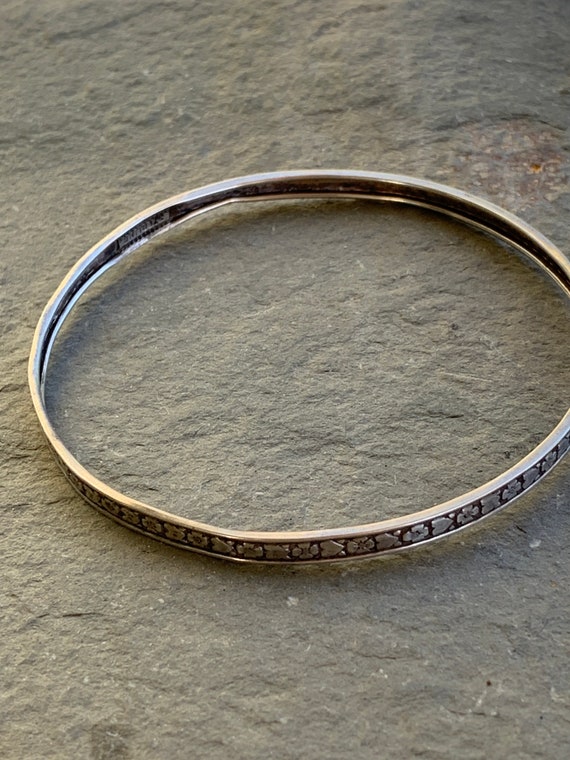 Vintage patterned sterling silver bangle bracelet… - image 2