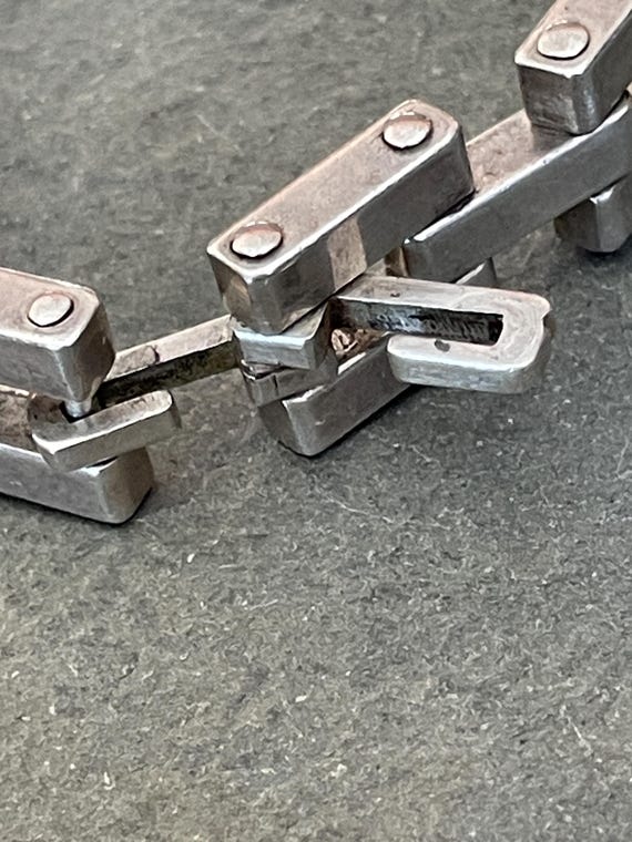 Chunky Sterling Silver Rectangular Link Bracelet,… - image 3