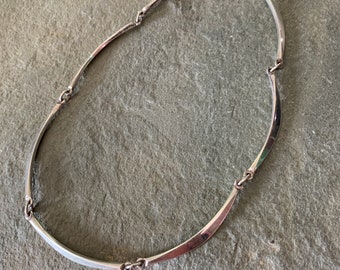 Vintage Modernist Sterling Silver Link Necklace, 15 1/2"