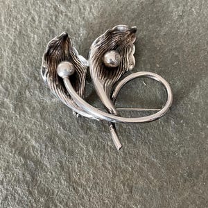 Vintage Calla Lily Sterling Silver Brooch Pin