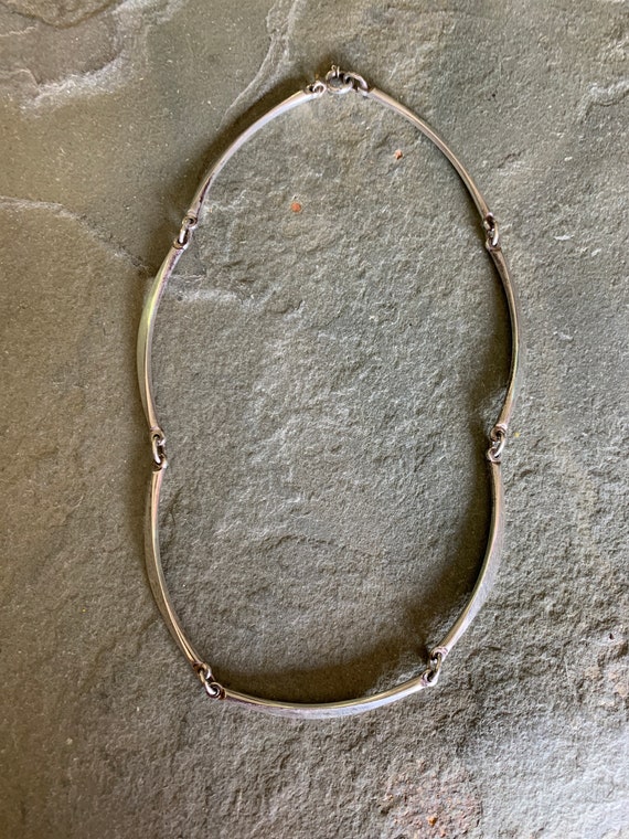 Vintage Modernist Sterling Silver Link Necklace, … - image 3