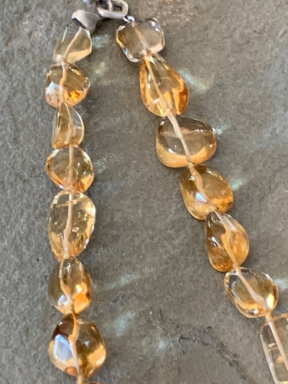 Hand Knotted Citrine Beaded Necklace, 16 inches - image 9