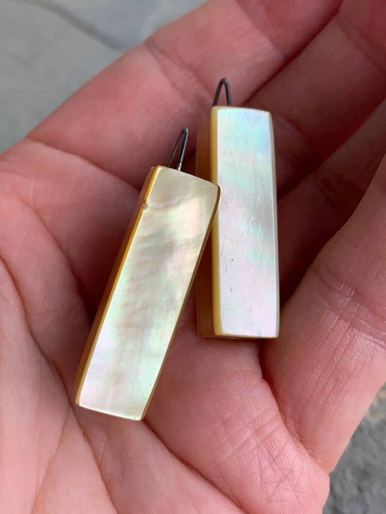 Vintage Mother of Pearl Rectangular Earrings