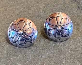 Native American Navajo Handmade Sterling Silver Dome Button Earrings