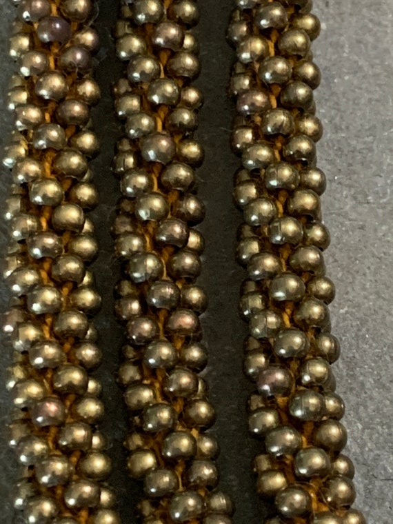 Long Crocheted Brass Beaded Necklace - image 3