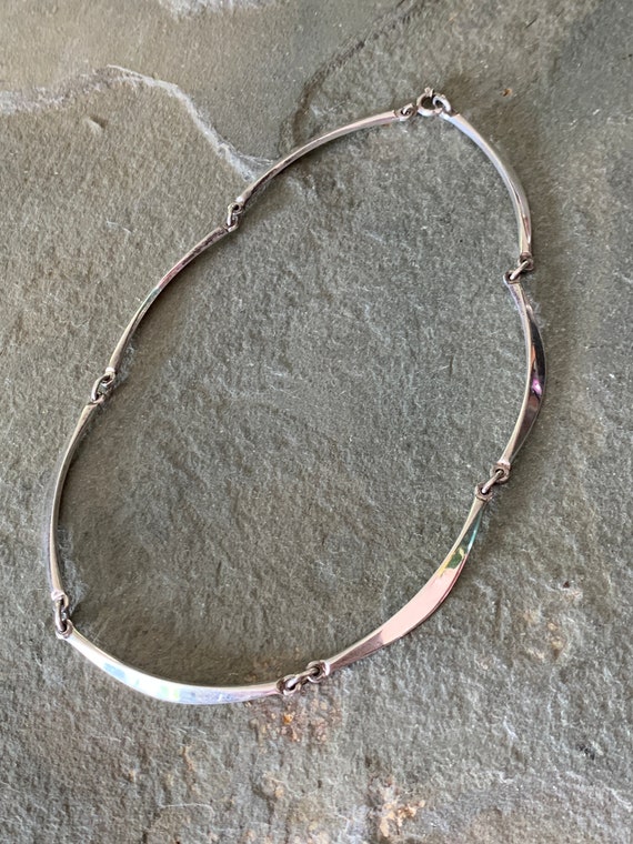 Vintage Modernist Sterling Silver Link Necklace, … - image 5