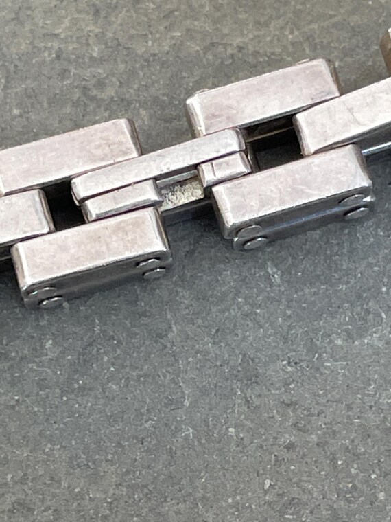Chunky Sterling Silver Rectangular Link Bracelet,… - image 4