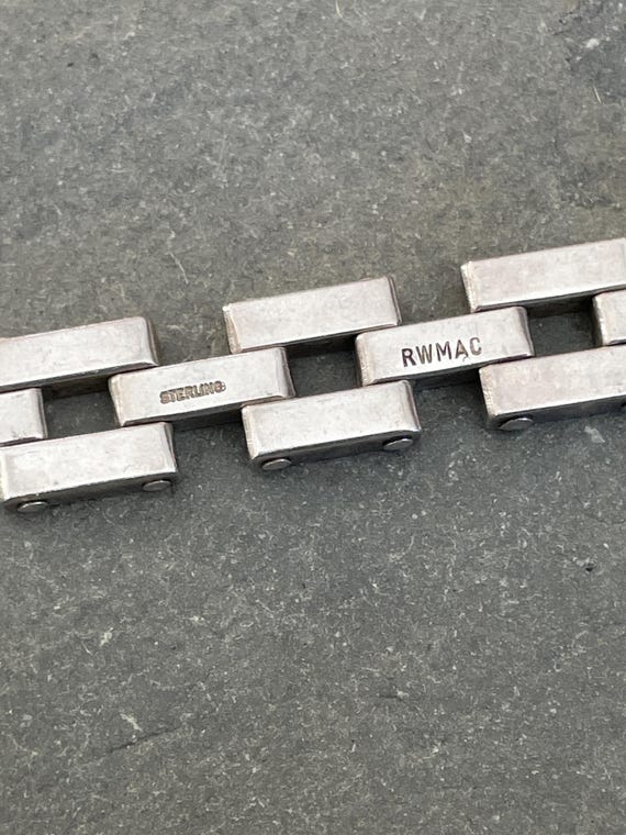 Chunky Sterling Silver Rectangular Link Bracelet,… - image 6