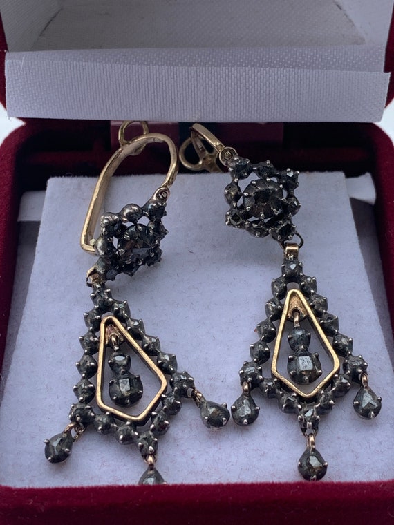 Georgian Diamond Chandelier Earrings - image 2