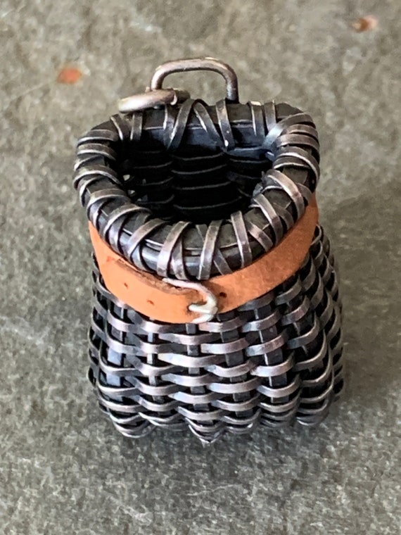 Woven Camping Basket, Sterling Silver Basket Charm