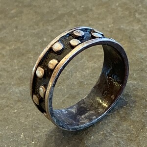 Oxidized Polka Dot Sterling Silver Ring, Size 8 1/2
