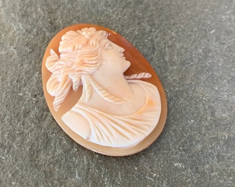 Pink Shell Cameo Unmounted, Antique Cameo