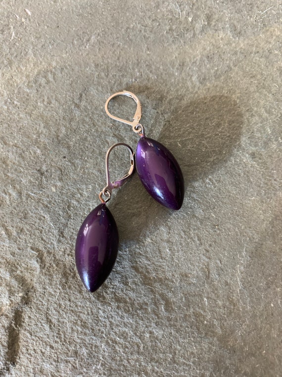 Purple Vintage Teardrop Bead Earrings