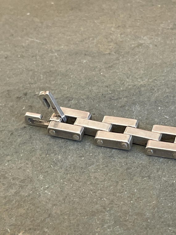 Chunky Sterling Silver Rectangular Link Bracelet,… - image 8