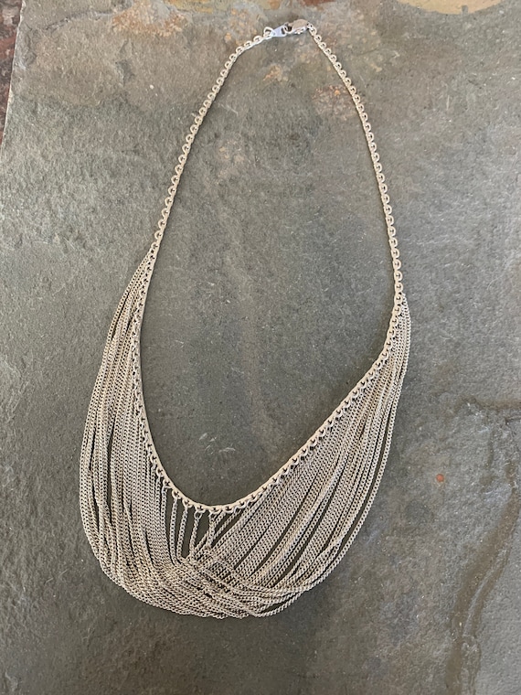 Sterling Silver Multi-Chain Crossover Necklace - image 1