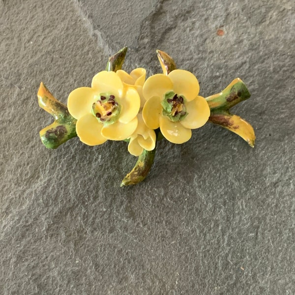 Vintage Hand Painted Bone China Floral Brooch Made in England, Ceramic Bouquet