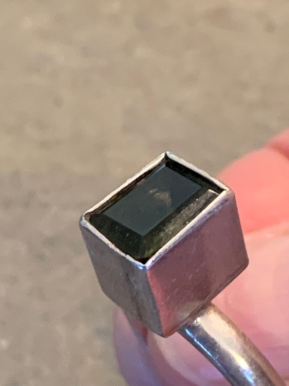 Adjustable Rectangular Faceted Moldavite Ring wit… - image 4