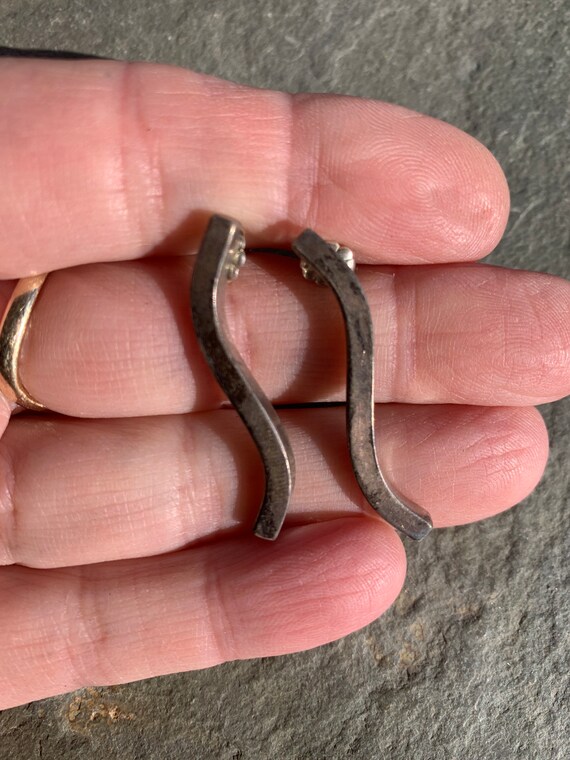 Sterling Silver Squiggle Post Earrings - image 3