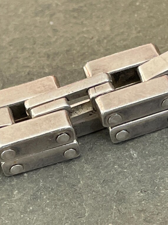 Chunky Sterling Silver Rectangular Link Bracelet,… - image 7