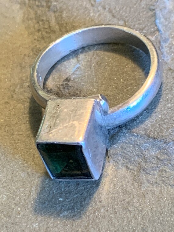 Adjustable Rectangular Faceted Moldavite Ring wit… - image 8