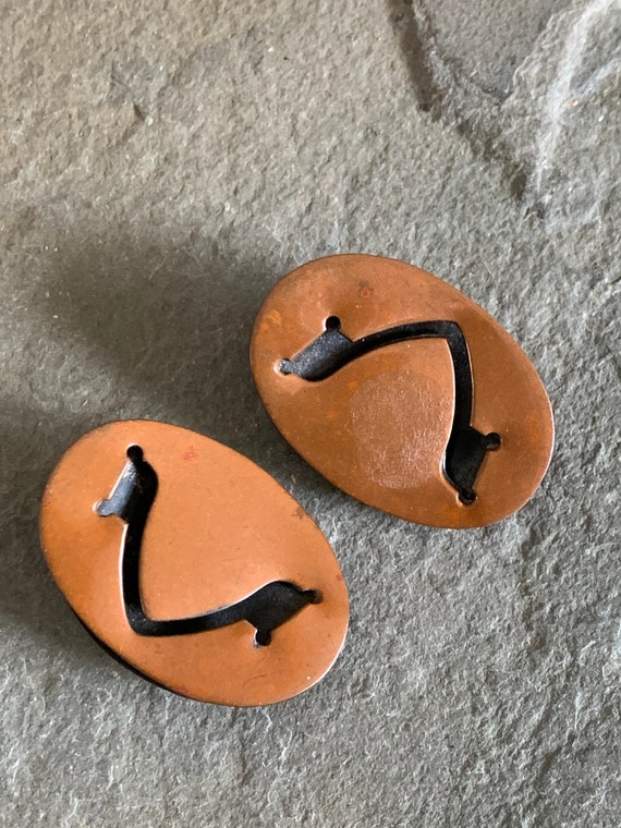 Vintage copper clip earrings Gem