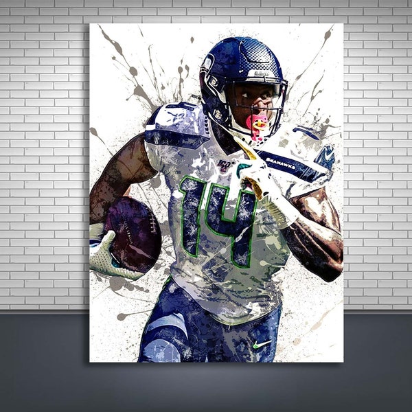 DK Metcalf Poster, Seattle Seahawks, Gallery Canvas Wrap, Wall Art, Man Cave, Kids Room, Game Room