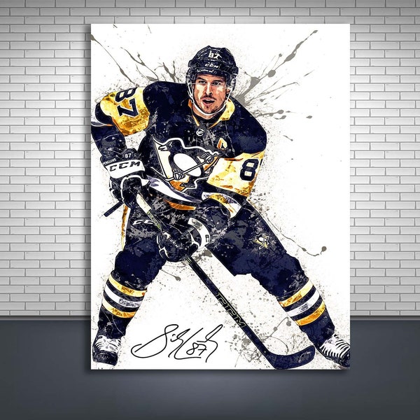 Sidney Crosby Poster, Pittsburgh Penguins, Gallery Canvas Wrap, Man Cave, Kids Room, Game Room, Tribute Room