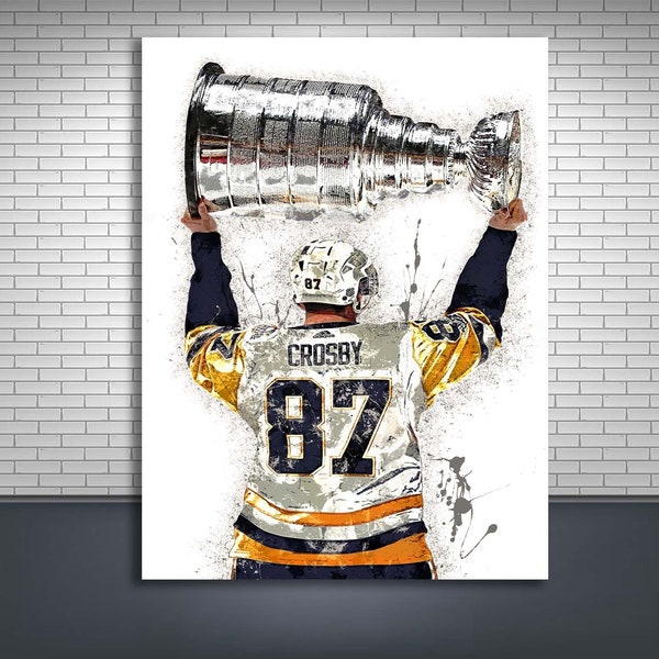 Sidney Crosby Trophy Poster, Pittsburgh Penguins, Gallery Canvas Wrap, Man Cave, Kids Room, Game Room, Tribute Room