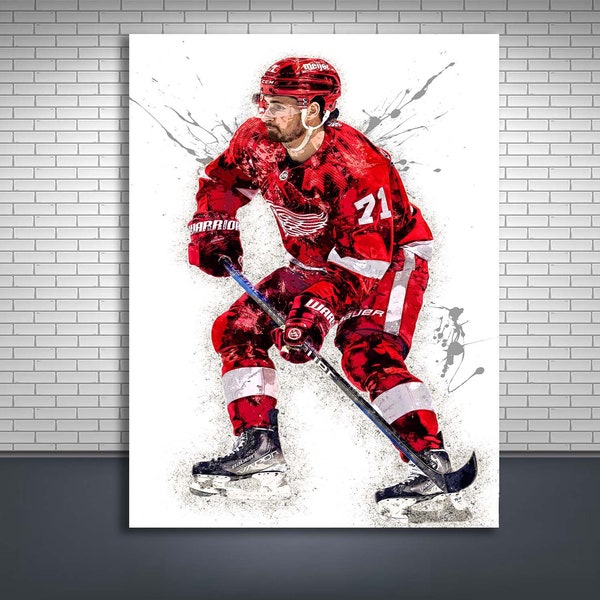 Dylan Larkin Poster, Detroit Red Wings, Gallery Canvas Wrap, Man Cave, Kids Room, Game Room, Tribute Room